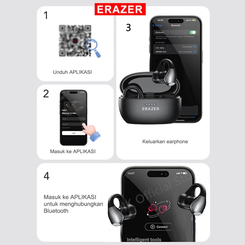 Lenovo ERAZER XF39 TWS Ear-Clip Earphone Bluetooth Headset 6.0 AI Translation Earbuds