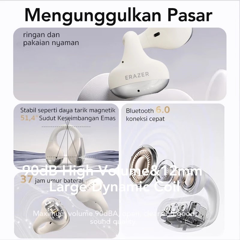 Lenovo ERAZER XF39 TWS Ear-Clip Earphone Bluetooth Headset 6.0 AI Translation Earbuds